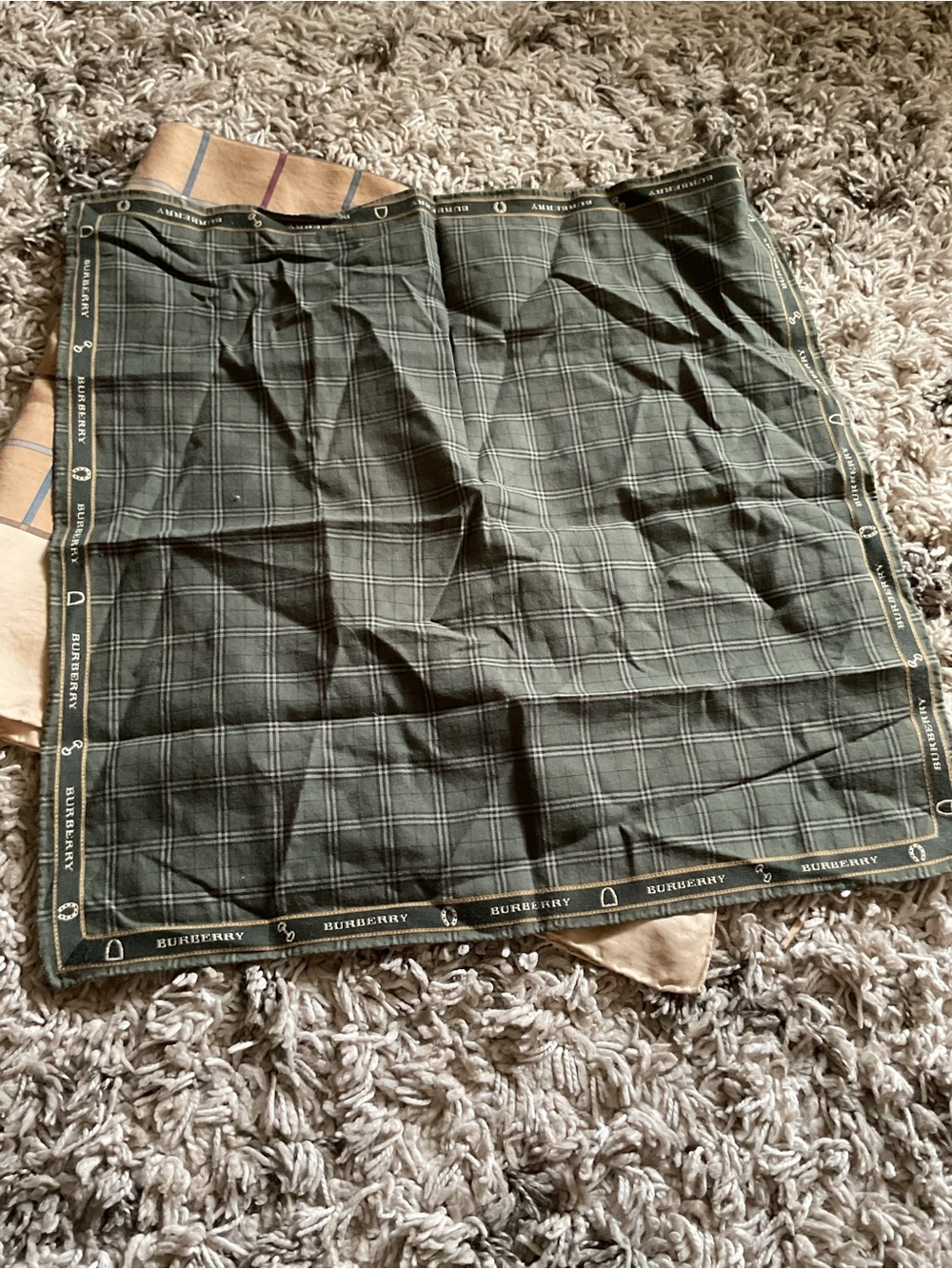 Burberry Olive Green Plaid Mini Skirt with Branded Trim